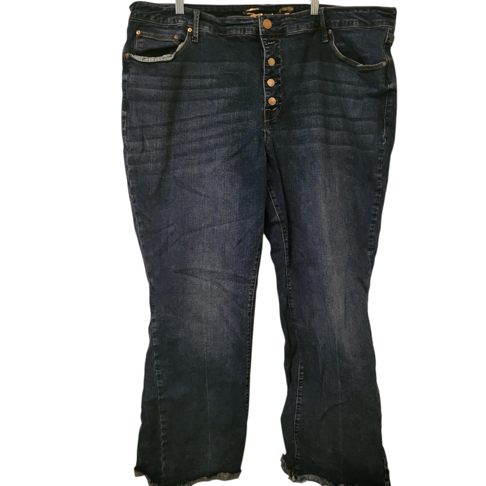 Seven7 Plus Raw Hem Button Fly Jeans Blue sz 26